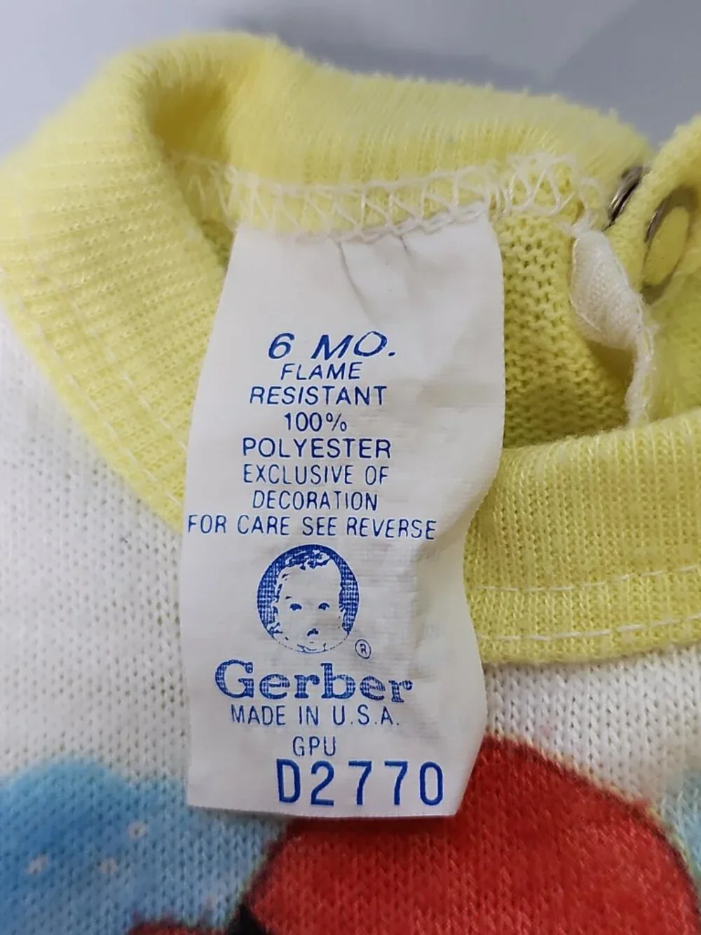 VTG GERBER 2 Piece Snap Apart Yellow BABY FOOTED PAJAMAS Snowman USA 6 MONTHS
